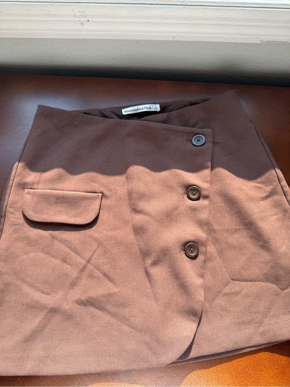 Abercrombie & Fitch Chestnut Brown Button-Front Mini Skirt